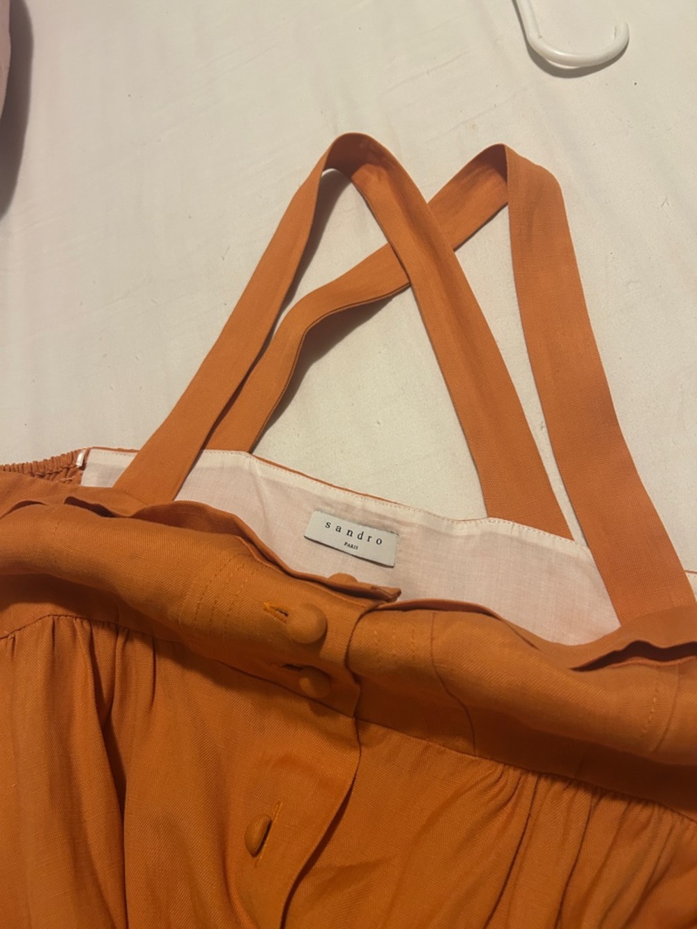 Sandro Orange Cross-Back Dress with Button Front - Picture 6 of 8